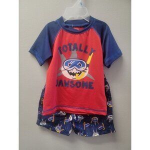 "Totally Awesome" Shark 2 Piece Swim Set Boys 12 month's